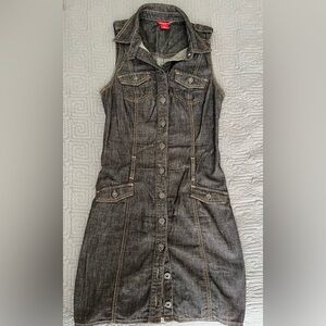 Guess Black Button-Up Denim Mini Dress